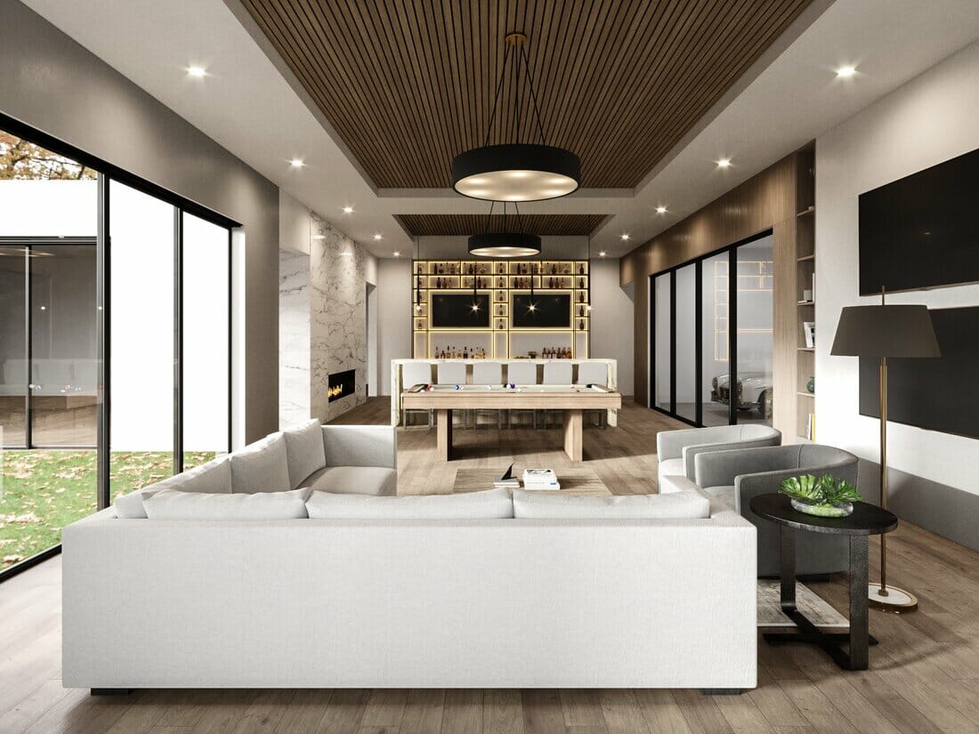 Modern interior design ideas with wine bar by Decorilla designer Laura A
