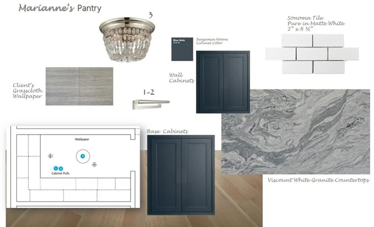 Narrow kitchen remodel moodboard by Decorilla