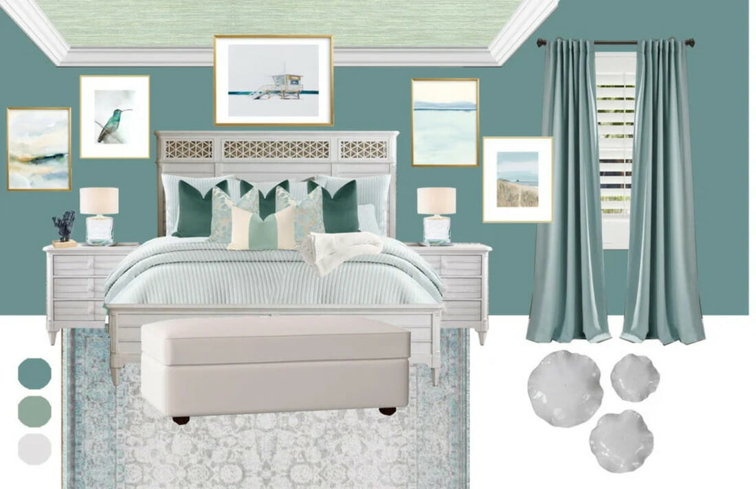 Beach-style bedroom moodboard by Decorilla