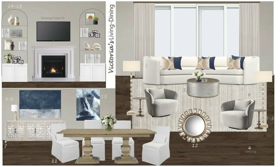 Classy living room ideas in a moodboard