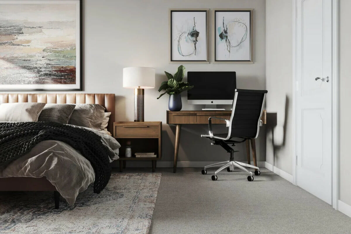 Contemporary masculine bedroom design by Decorilla