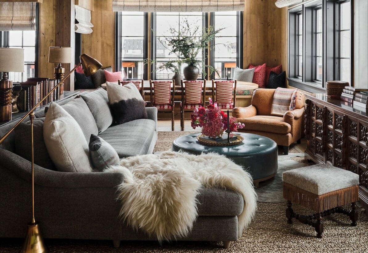 Cozy cabin living space by Decorilla top Bozeman interior designers