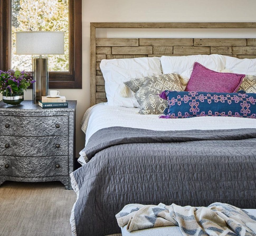 Types of bed frames - rustic vibes in a bedroom by Decorilla designer, Amanda B.