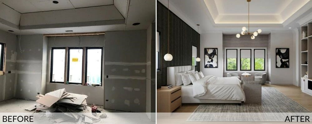 Before and after primary bedroom design