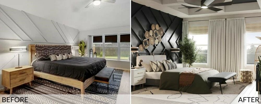 Japandi bedroom design before and after