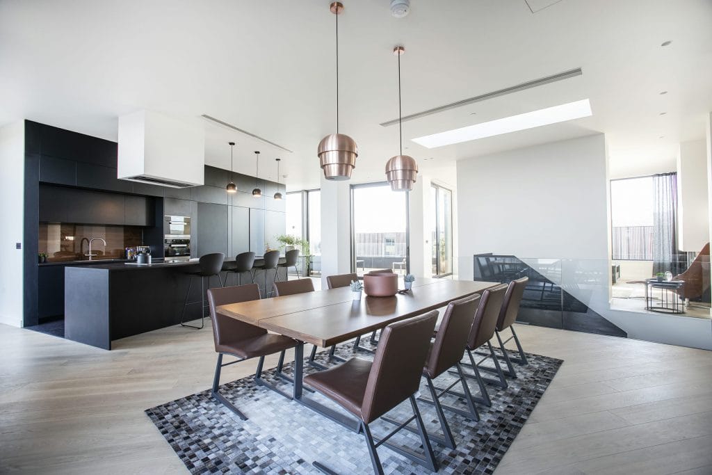 Minimalist home decor in a dining room by Decorilla designer, Katerina P