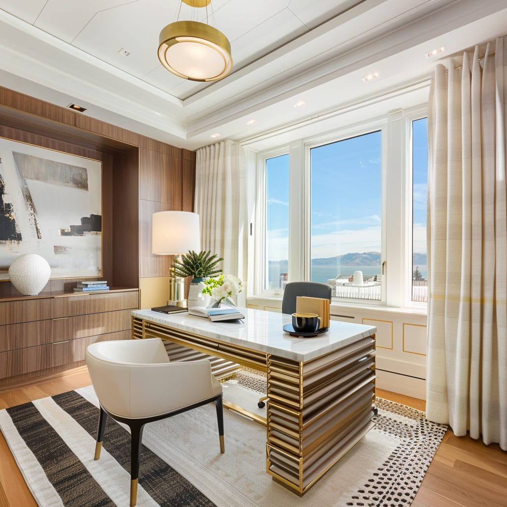 Minimalist home decor in an office by Decorilla