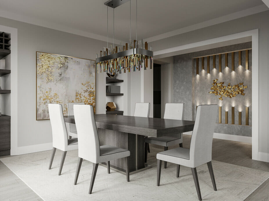 Modern glam dining set in an interior by Selma A