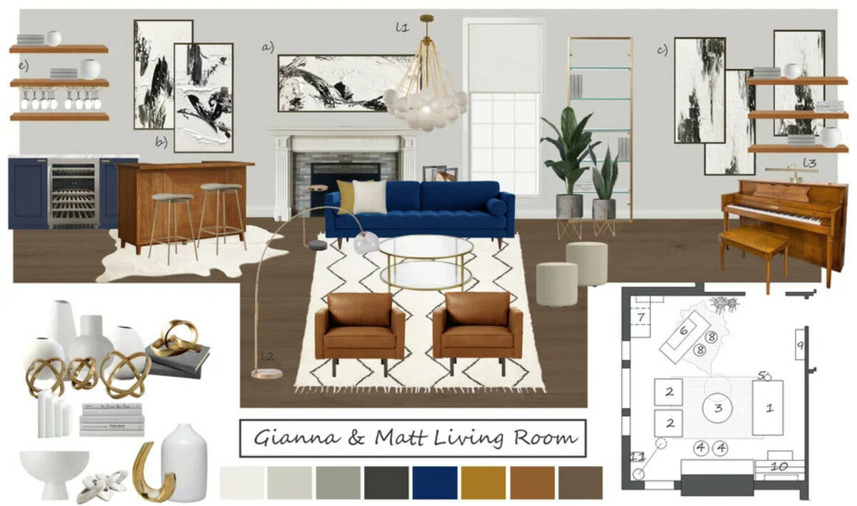 Transitional home interior moodboard by Decorilla