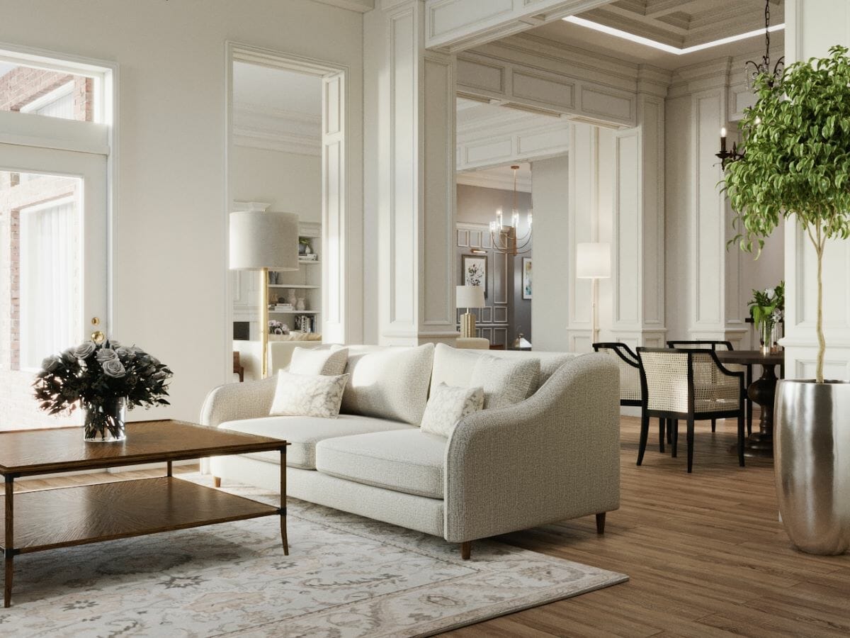 2023 color of the year Blank Canvas in a living room by Decorilla designer Aida A.
