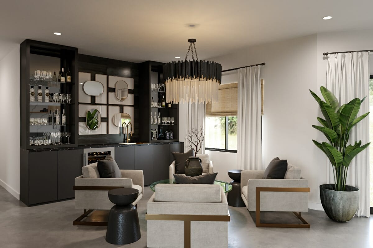 Black & white living room by top Decorilla Reno interior designers near you
