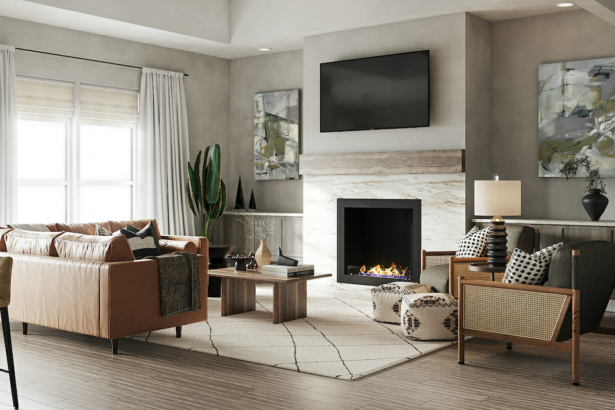 Boho living room design in a roomLift vs Decorilla match up - Decorilla