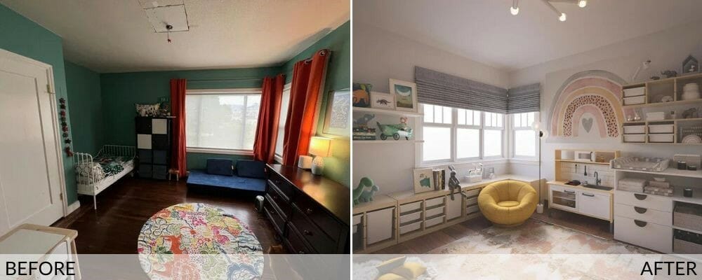 Décoration de chambre éclectique et colorée dans un relooking de chambre