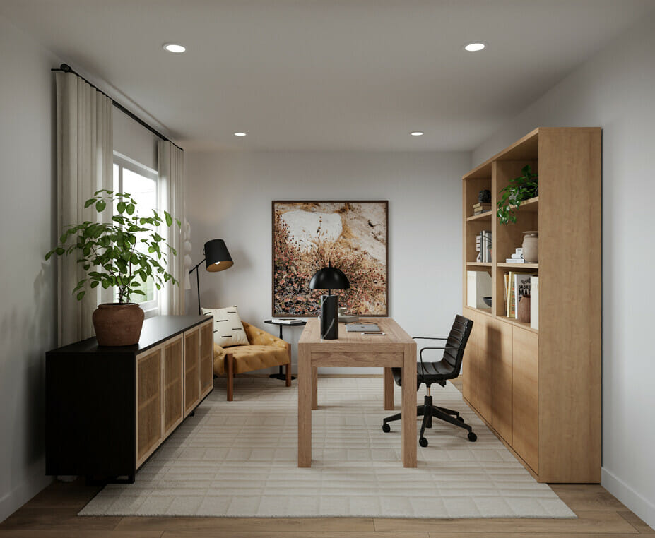 Bureau à domicile Japandi avec un décor minimal - Ryley B