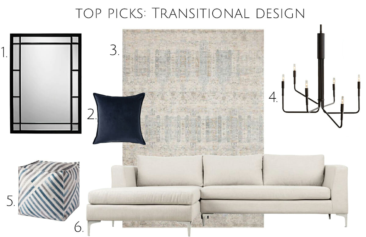 Top furniture and decor picks for a transitional design