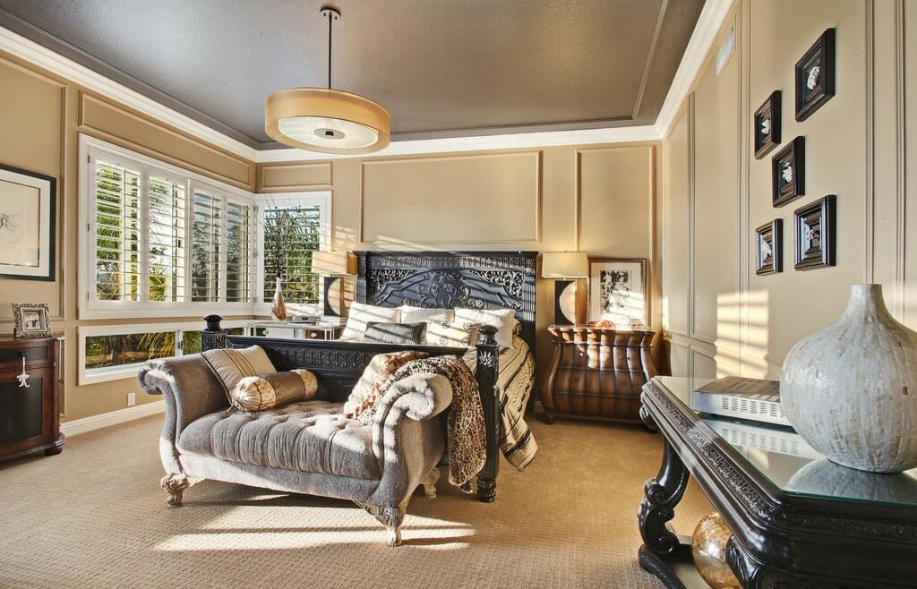 Traditional glam bedroom interior design by Kelli E