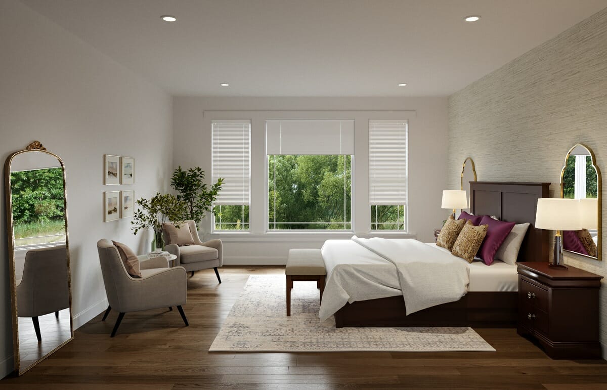 Transitional style bedroom interior design - Ibrahim H