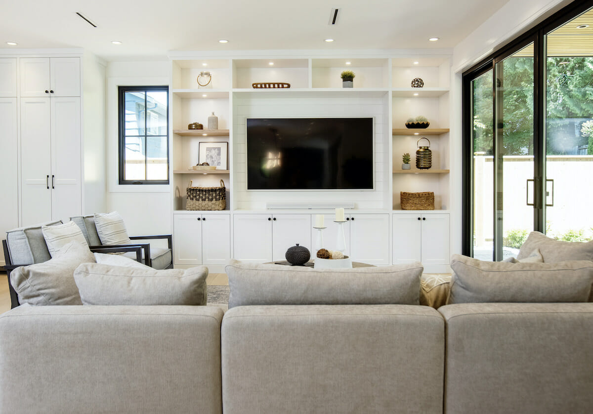 Built-in cabinets for the family room by Decorilla designer Dina H