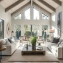 Different types of flooring in a soothing living room - AD