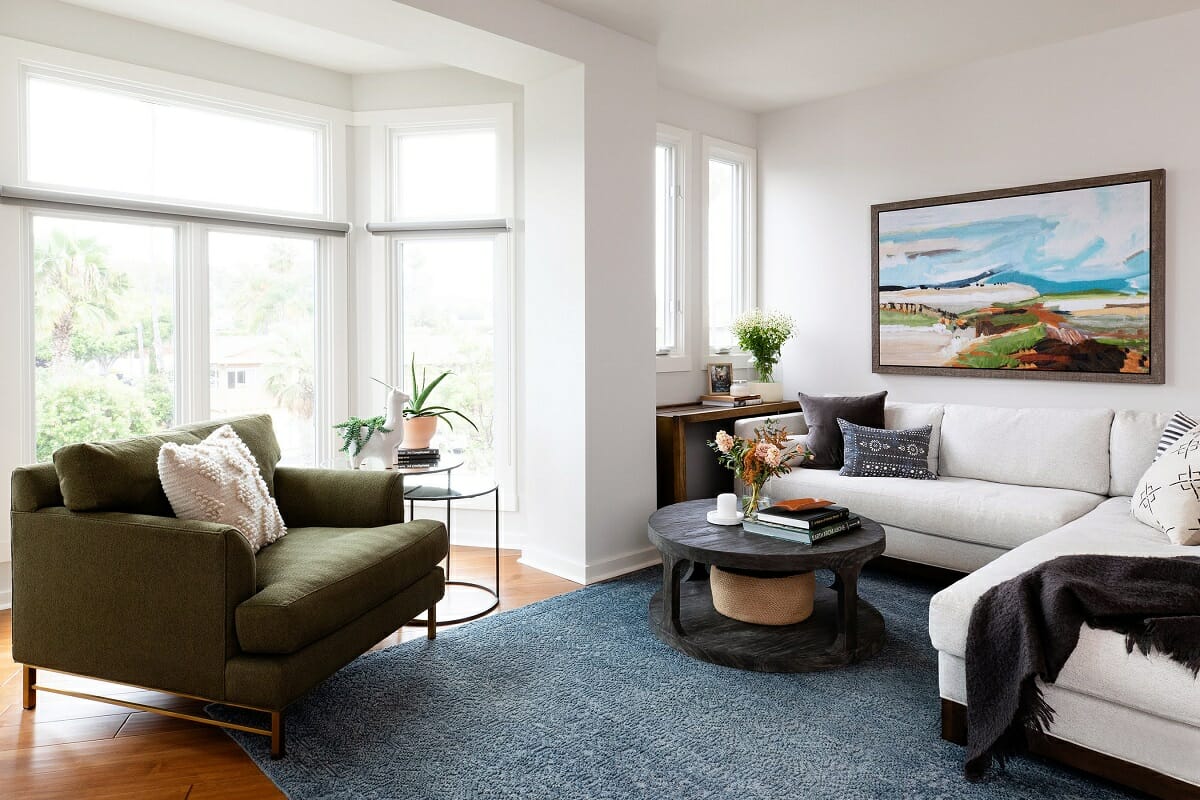 Living room by one of the top Portland Maine interior design firms - Caity H
