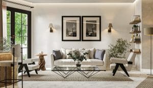 Living room interior rendering by Salma