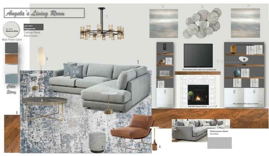 Moodboard showing a transitional decorating style - Wanda P