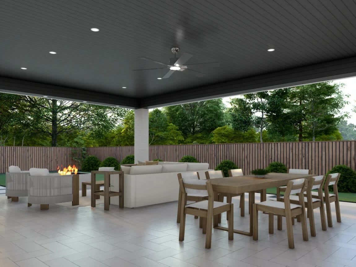 Outdoor living space and dining ideas by Decorilla