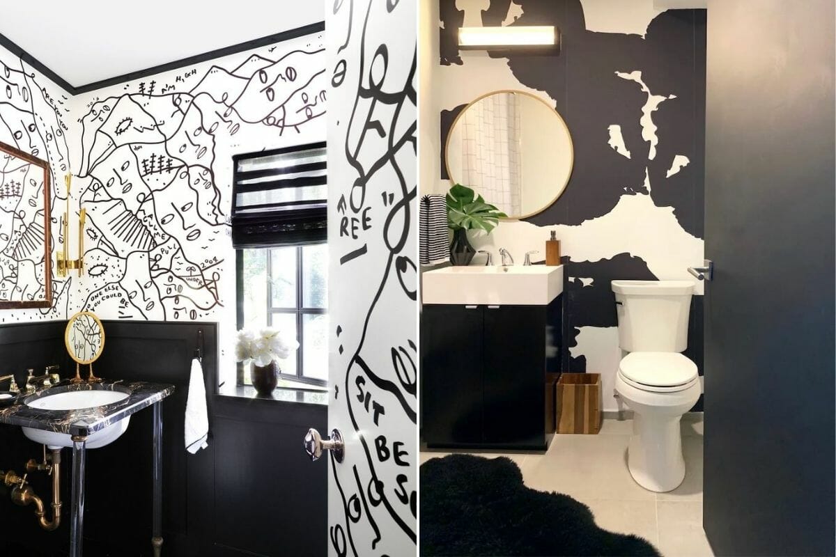 Powder room wallpaper design ideas - Elle Decor and The Spruce