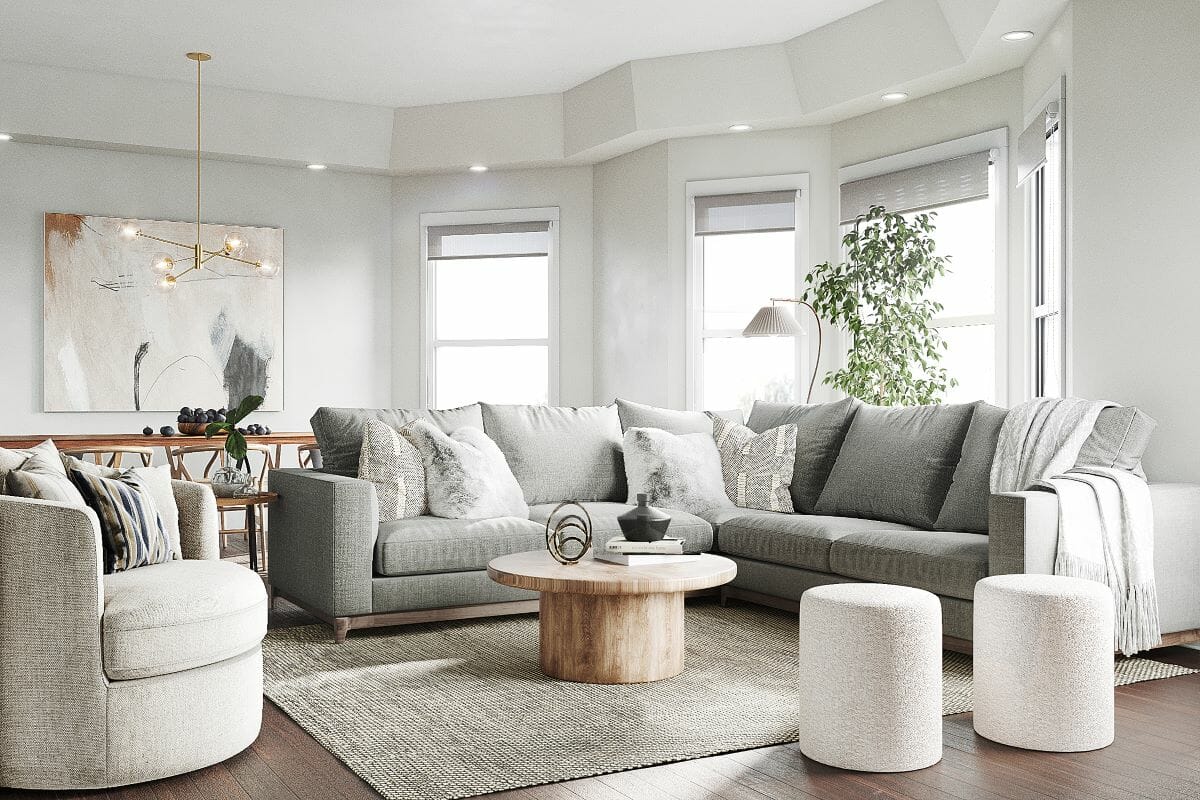 Rustic modern living room design by Decorilla
