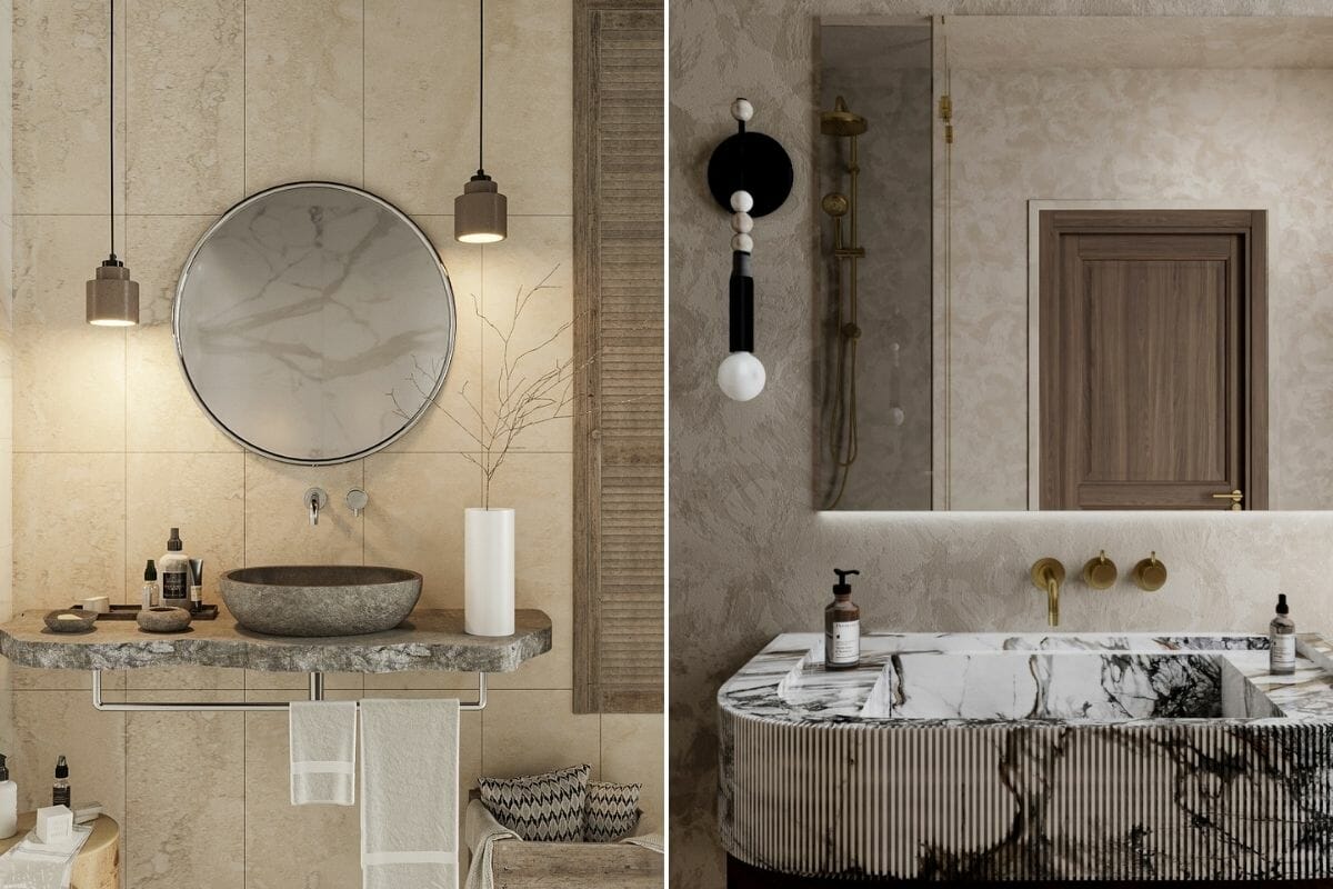 Small powder room décor inspiration by Decorilla designers, Rehan A & Selma