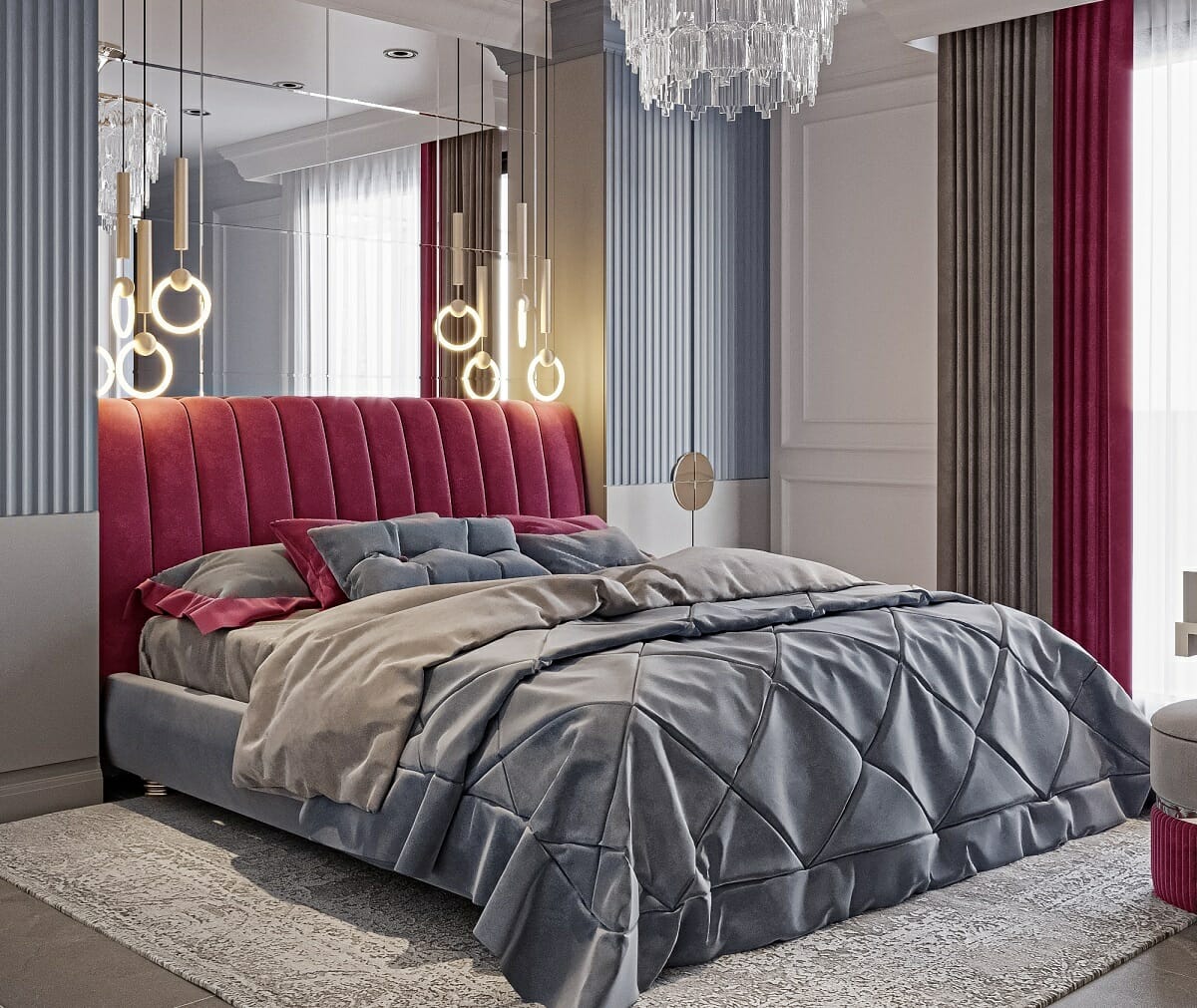 Viva Magenta color trends 2023 in a bedroom by - Fereshteh H