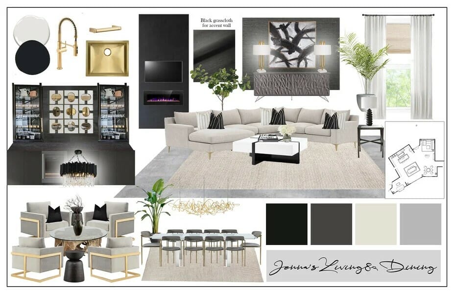 Black and white decor mood board