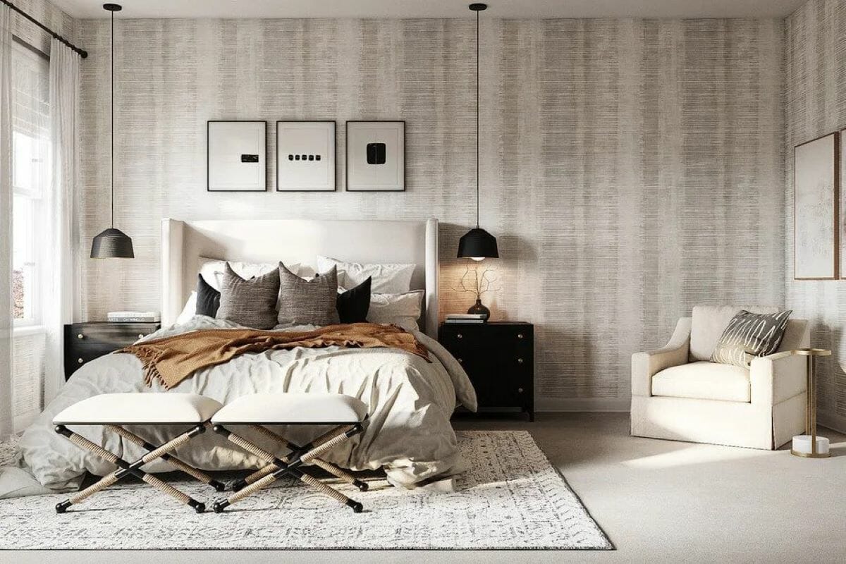 Contemporary decor in a bedroom designed by Decorilla
