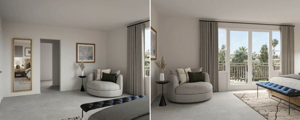 Contemporary upholstery in gray and neutral bedroom by Dragana V