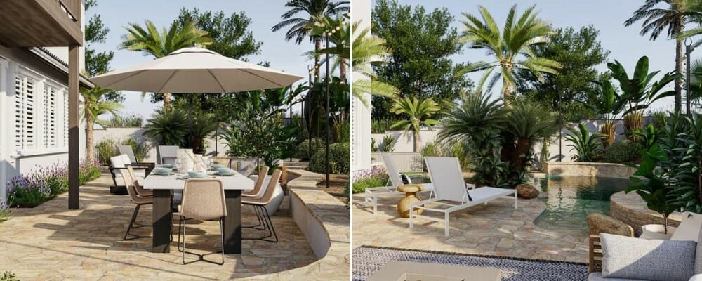 Contemporary outdoor decorating for a pool and patio by Dragana V