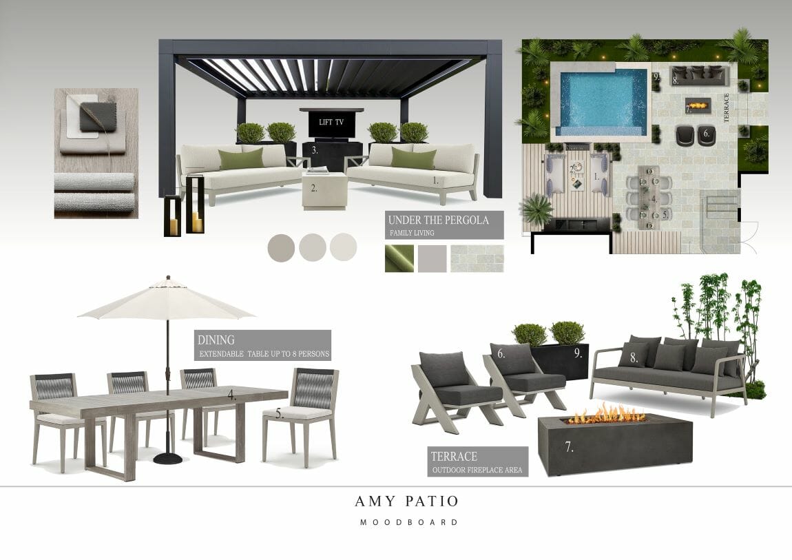 Contemporary patio design moodboard by Decorilla