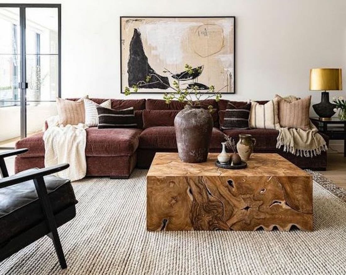 Différentes tendances de meubles texturés 2023 dans un salon par la designer de Mon Petit Cabas Sarah R