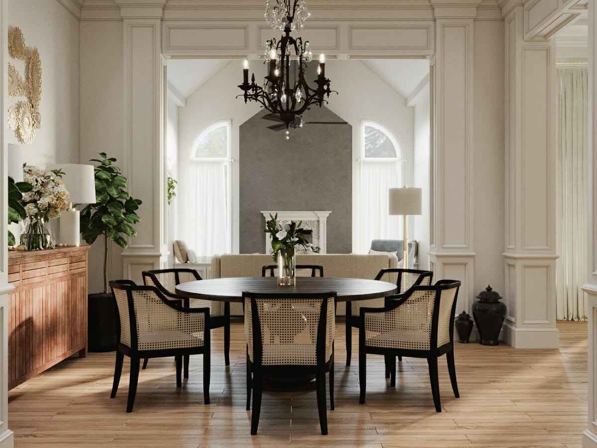 Dining area with custom furniture company items designed by Aida A