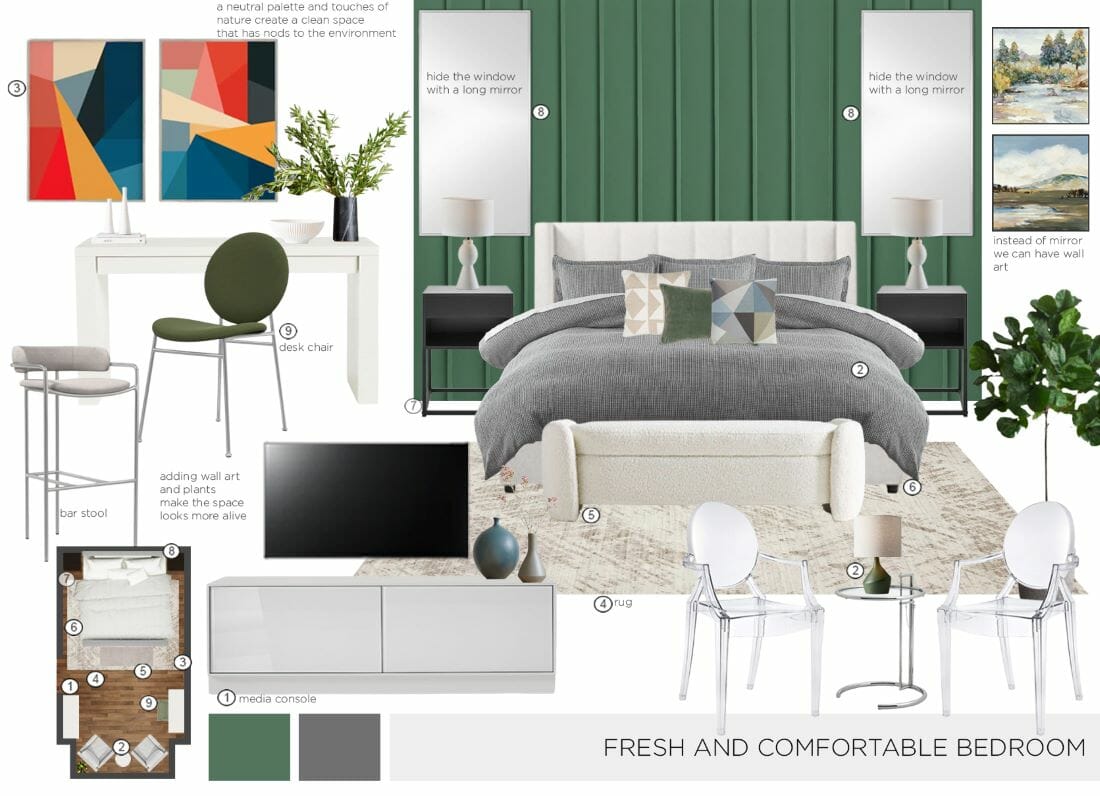 Guest room decorating moodboard by Decorilla