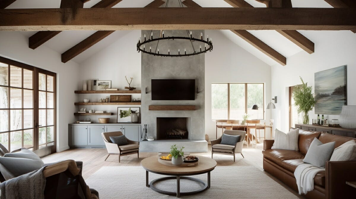 18 Farmhouse Living Rooms With Brown Couches