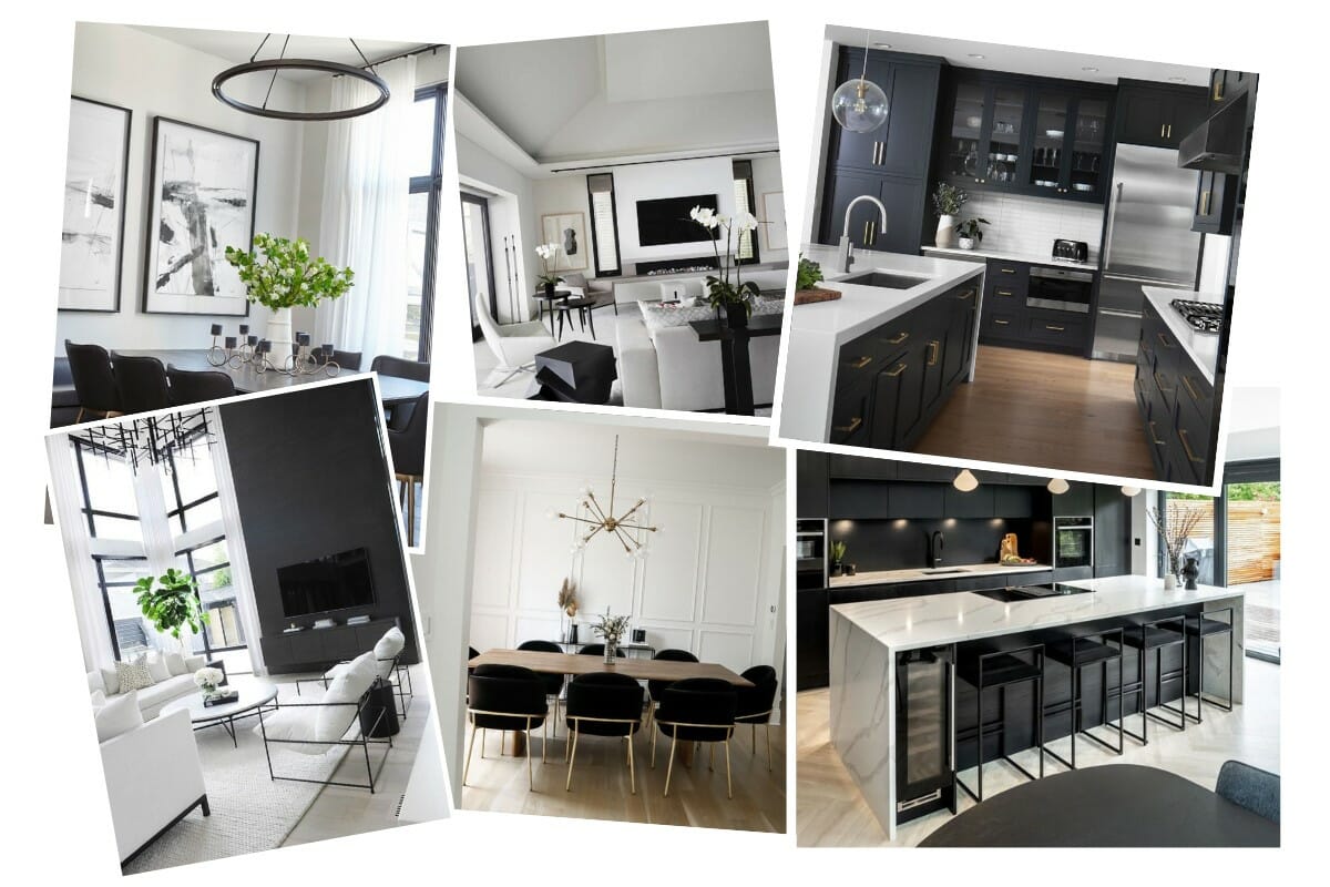 Modern style black and white living and dining room inspiration