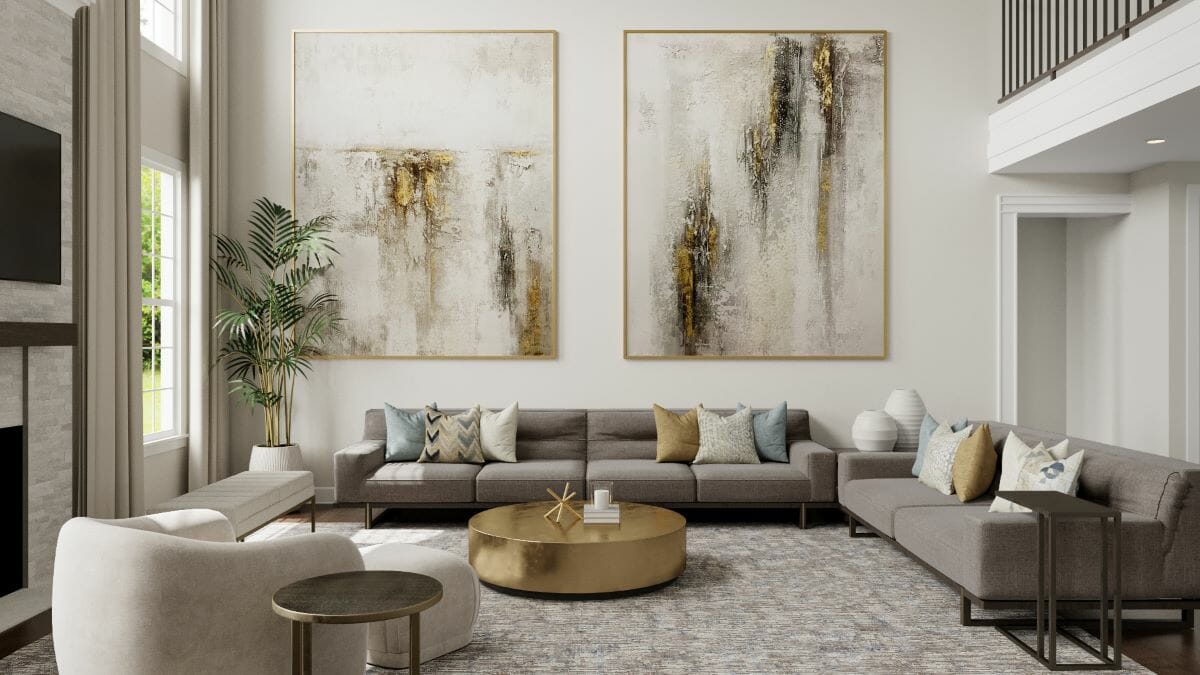 Open living room design by Decorilla