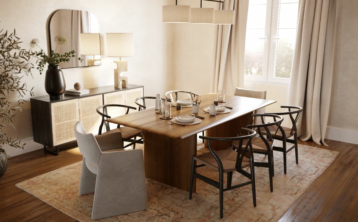 Organic contemporary interior design for a dining room by Decorilla