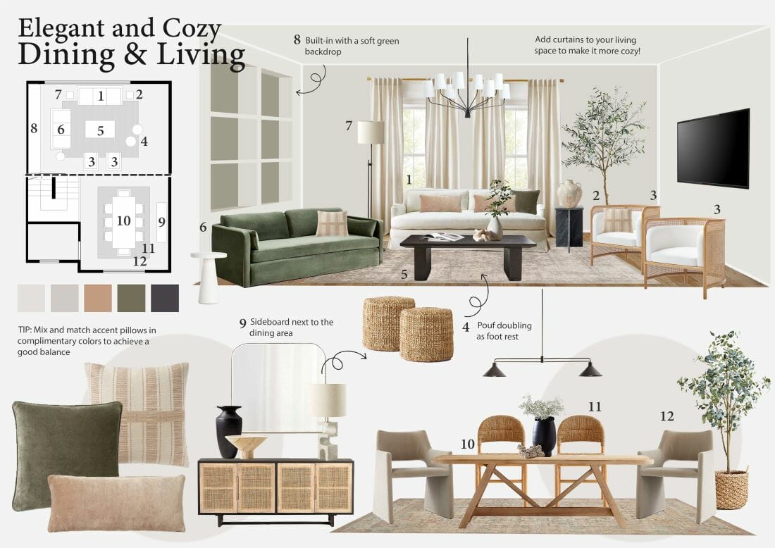 Organic contemporary interior design moodboard by Decorilla
