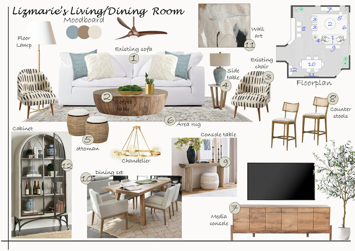 Organic interior design moodboard by Decorilla