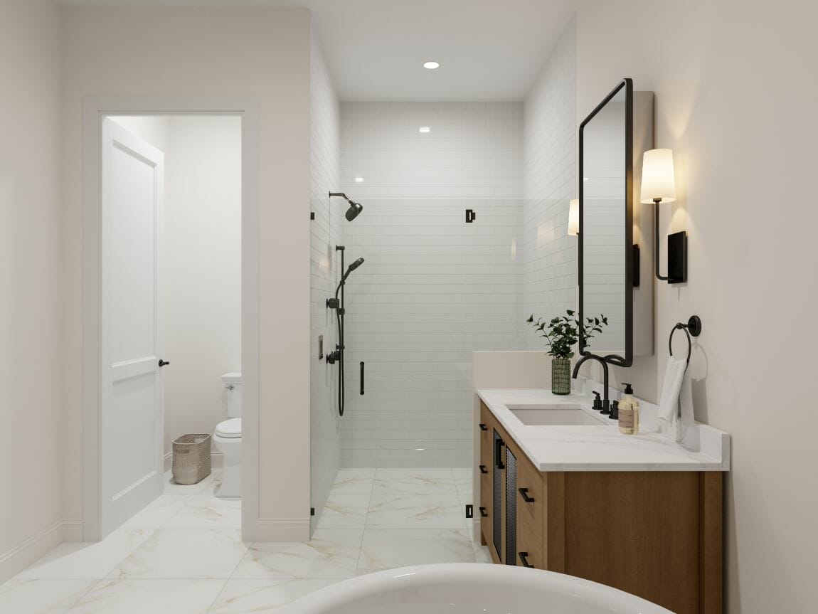 Organic interior design style in a bathroom by Decorilla