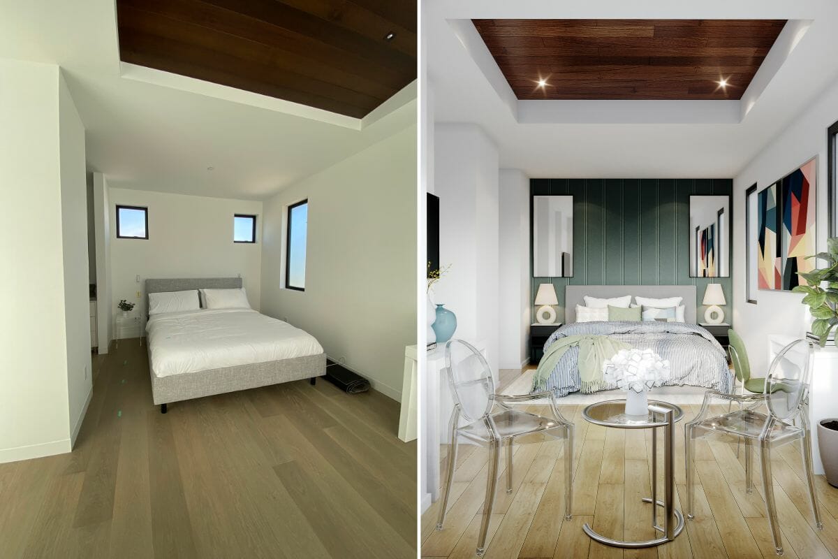 Small guest room before and after interior design