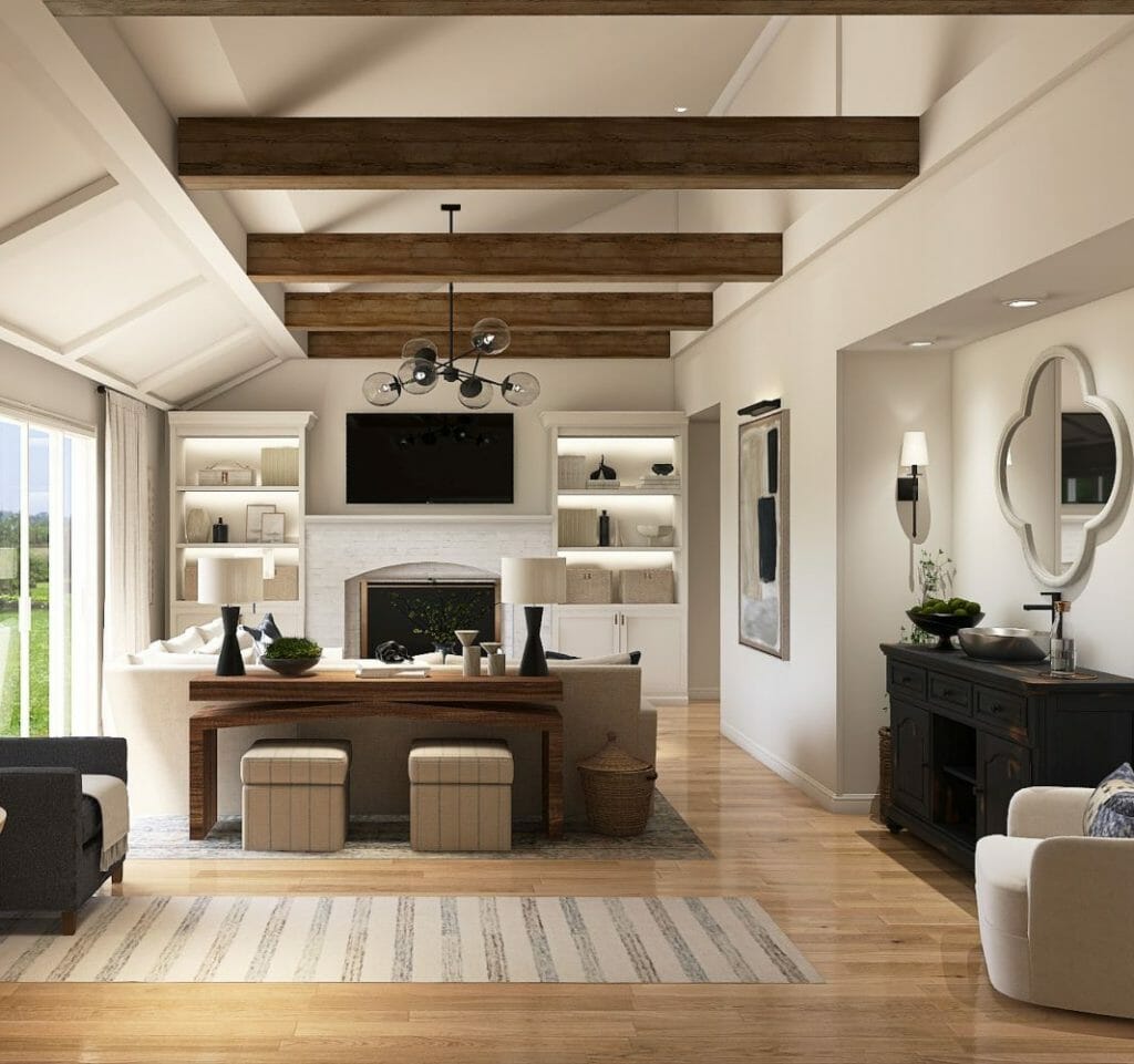 Before & After: Transitional Farmhouse Style Living Room - Decorilla