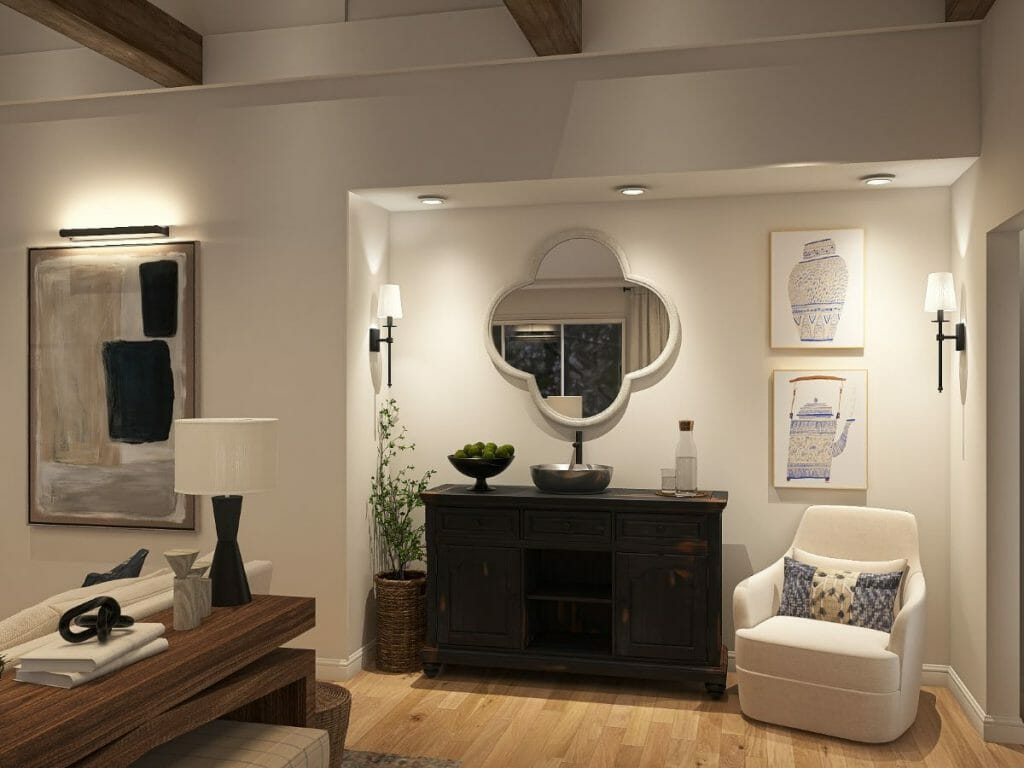 Before & After: Transitional Farmhouse Style Living Room - Decorilla ...