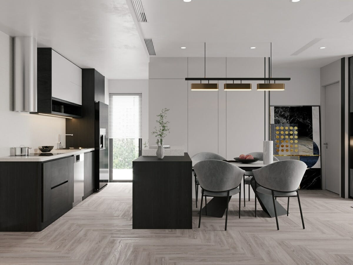 Trending high contrast kitchen design in 2023 by Nourhan M